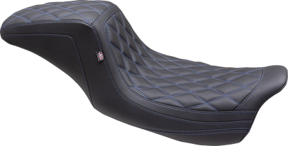 Mustang Squareback Sky Blue Diamond Seat fits 2008-2024 Harley Touring 75299SB