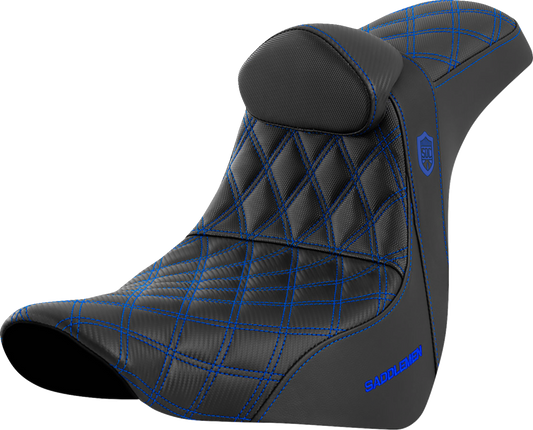 Saddlemen SDC Pro Series Blue Lattice Seat & Backrest 18-24 Harley Softail FXLR