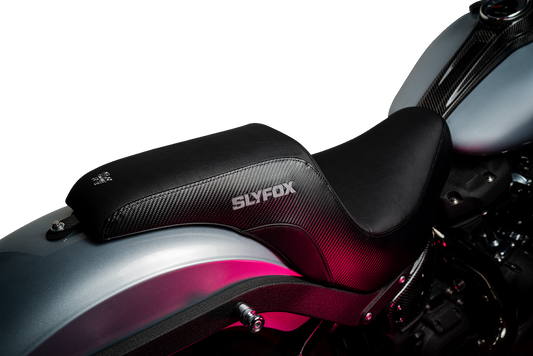 Slyfox Lowrider Smooth Carbon Fiber Seat fits 2018-2025 Harley Softail FXLR FLSB