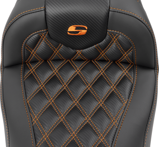 Saddlemen Roadsofa Carbon Fiber Orange Lattice Gel Seat 2023-2025 Harley Touring