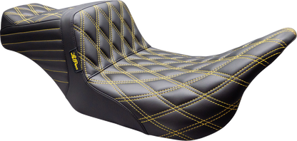 Le Pera Tailwhip Gold Diamond Stitch Seat fits 2008-2025 Harley Touring FLTR