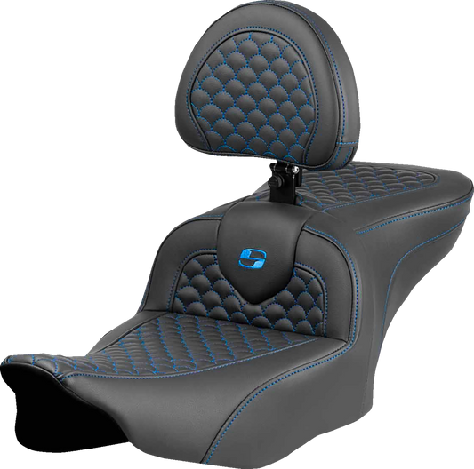 Saddlemen Roadsofa Blue Stitch with Backrest Seat fits 2023-2025 Harley Touring