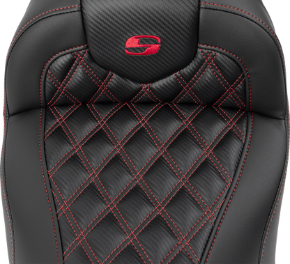 Saddlemen Roadsofa Carbon Fiber Red Lattice Gel Seat 2023-2025 Harley Touring