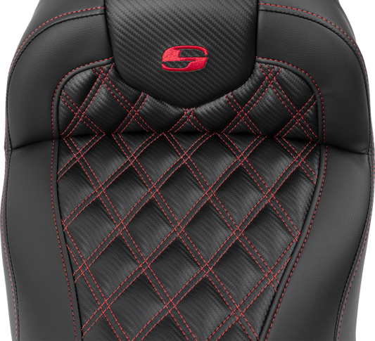 Saddlemen Roadsofa Carbon Fiber Red Lattice Gel Seat 2023-2025 Harley Touring