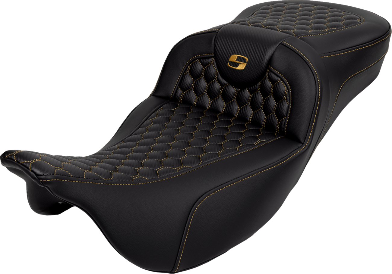 Saddlemen Roadsofa Gold Honeycomb Extended Gelcore Seat 2008-2024 Harley Touring