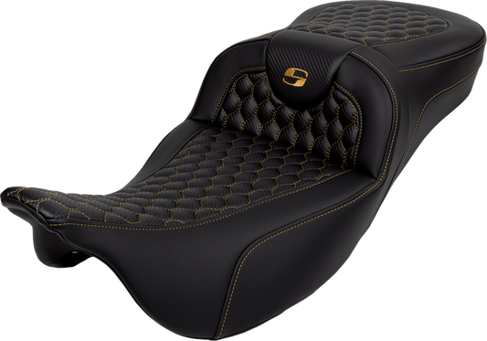 Saddlemen Roadsofa Gold Honeycomb Extended Gelcore Seat 2008-2024 Harley Touring