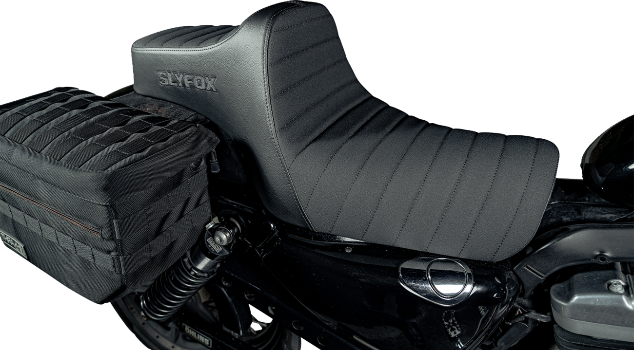 Slyfox Highnoon Black Classic Stitch 2 Up Seat for 2004-2022 Harley Sportster