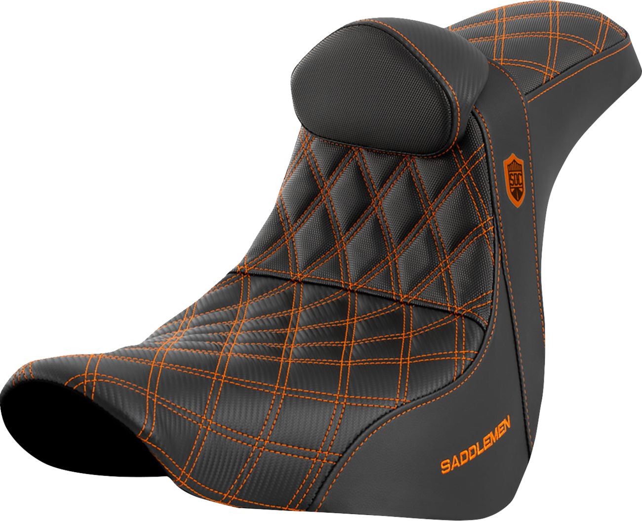 Saddlemen SDC Pro Series Orange Lattice Seat & Backrest 2018-24 Harley Low Rider