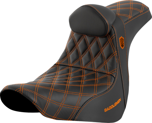 Saddlemen SDC Pro Series Orange Lattice Seat & Backrest 2018-24 Harley Low Rider