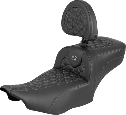 Saddlemen Roadsofa Gray Tri Grip Extended Seat Backrest for 23-25 Harley Touring