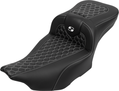Saddlemen Roadsofa White Honeycomb Extended Seat & Backrest 23-25 Harley Touring