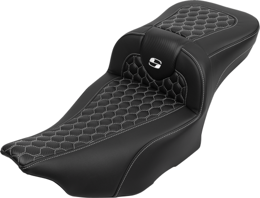 Saddlemen Roadsofa White Honeycomb Extended Seat & Backrest 23-25 Harley Touring
