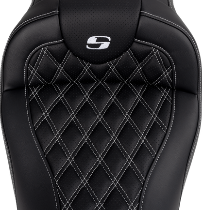 Saddlemen Roadsofa White Lattice Gel Seat & Backrest for 2008-24 Harley Touring