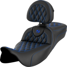 Saddlemen Roadsofa Blue Lattice Extended Seat & Backrest 2008-25 Harley Touring