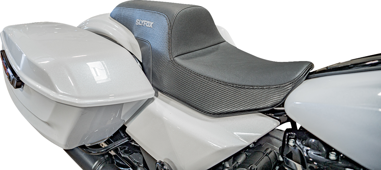 Slyfox Black Drifter Seat  w/ Gray Logo fits 2023-2025 Harley Touring Road Glide