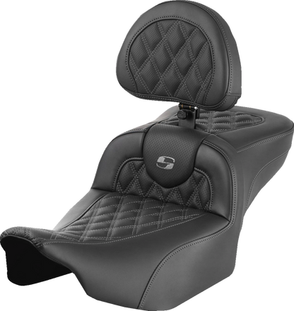 Saddlemen Roadsofa Gray Lattice Extended Seat w/ Backrest 2023-26 Harley Touring