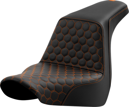 Saddlemen Step Up Orange Honeycomb Gel Seat for 2018-2026 Harley Low Rider FLSB