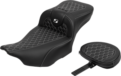 Saddlemen Roadsofa White Honeycomb Extended Seat & Backrest 23-25 Harley Touring