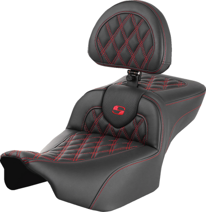 Saddlemen Roadsofa Red Lattice Extended Seat w/ Backrest 2023-26 Harley Touring