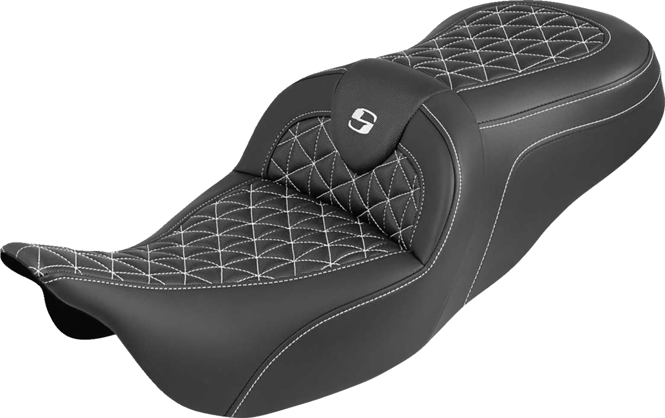 Saddlemen Roadsofa White Tri Gripper Gel Seat for 2008-2025 Harley Touring FLHT