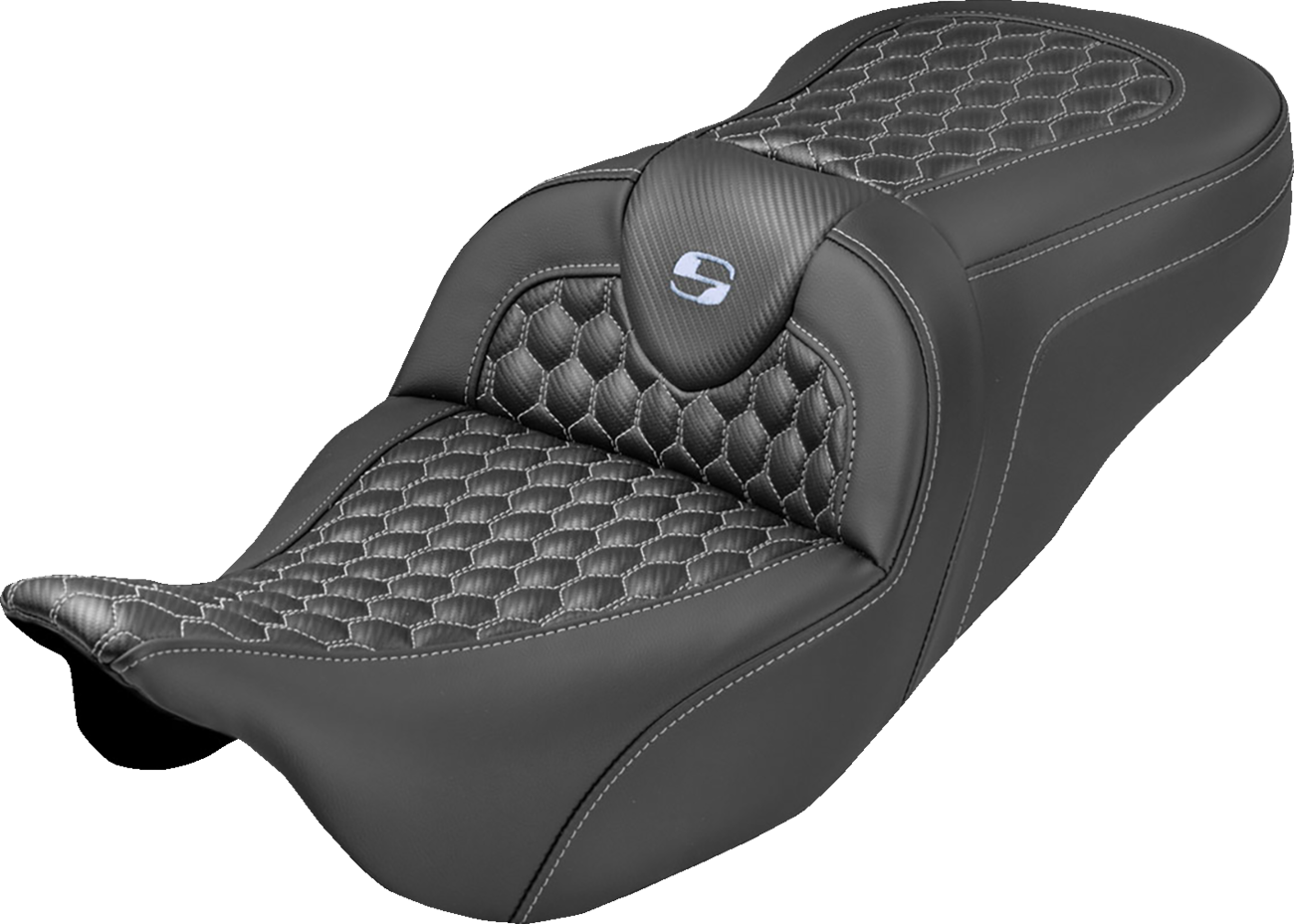 Saddlemen Roadsofa Silver Honeycomb Stitch Gel Seat for 2008-2025 Harley Touring