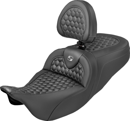 Saddlemen Roadsofa Gray Honeycomb Seat & Backrest fits 2008-2025 Harley Touring