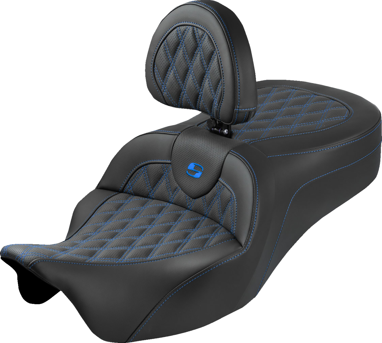 Saddlemen Roadsofa King Blue Lattice Seat & Backrest for 2008-25 Harley Touring