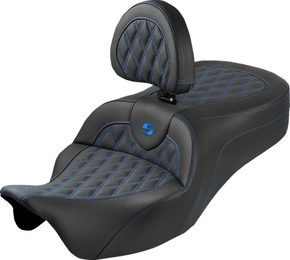 Saddlemen Roadsofa King Blue Lattice Seat & Backrest for 2008-25 Harley Touring
