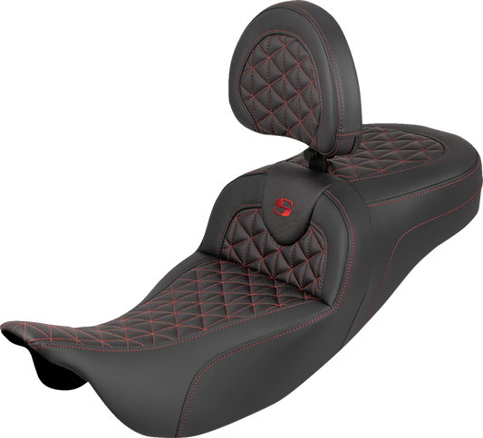 Saddlemen Roadsofa Red Tri Grip Extended Seat Backrest for 08-24 Harley Touring