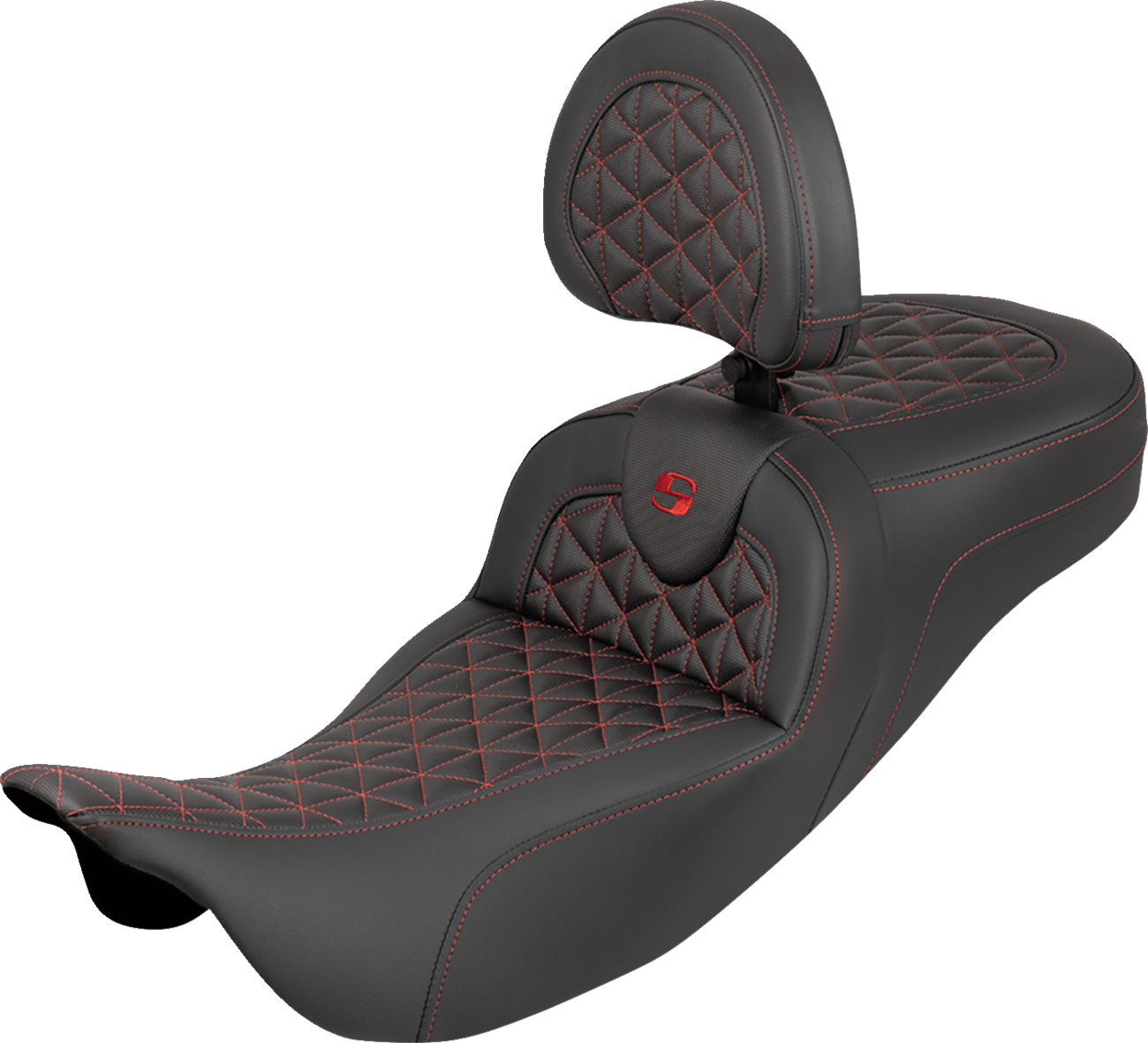 Saddlemen Roadsofa Red Tri Grip Extended Seat Backrest for 08-24 Harley Touring