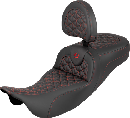 Saddlemen Roadsofa Red Tri Grip Extended Seat Backrest for 08-24 Harley Touring