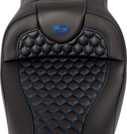 Saddlemen Roadsofa Blue Honeycomb Gel Seat & Backrest 2008-2025 Harley Touring