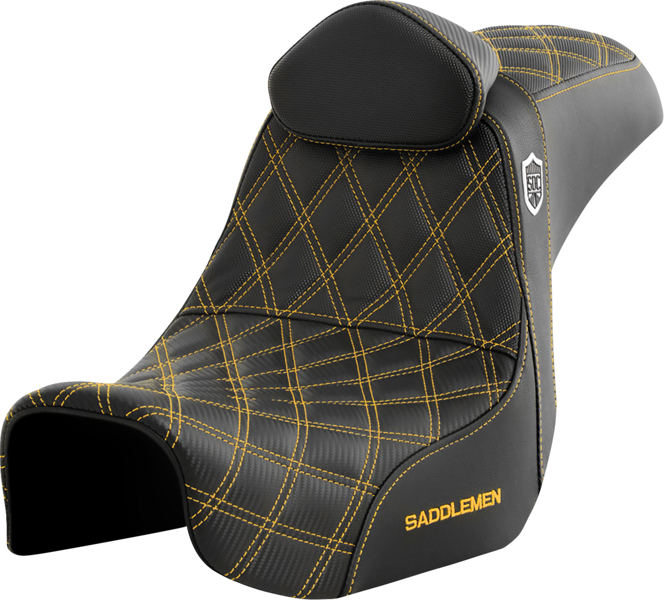 Saddlemen SDC Pro Series Gold Lattice Seat & Backrest fits 2006-2017 Harley Dyna