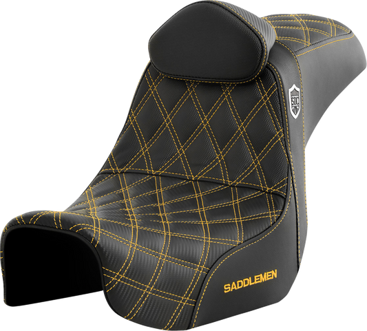 Saddlemen SDC Pro Series Gold Lattice Seat & Backrest fits 2006-2017 Harley Dyna