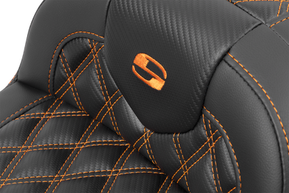 Saddlemen Roadsofa Carbon Fiber Orange Lattice Gel Seat 2023-2025 Harley Touring