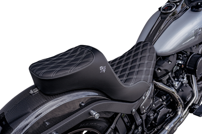 Slyfox Chariot Silver Diamond Seat fits 2018-2026 Harley Softail Low Rider FXLR