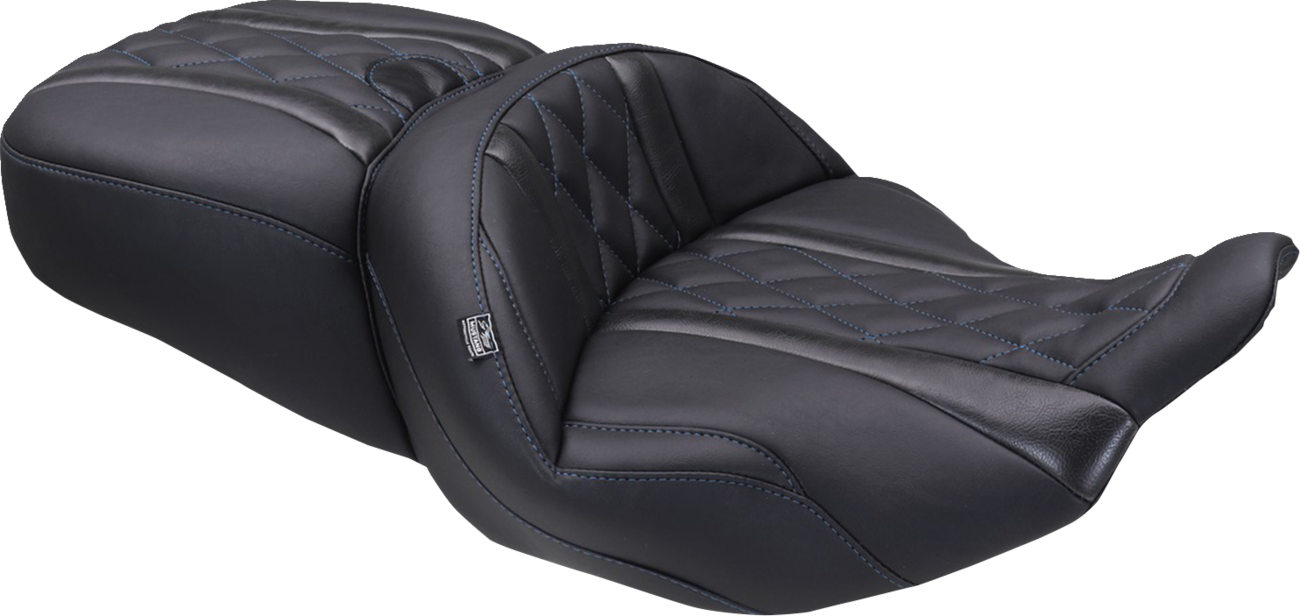 Mustang Deluxe Tour Blue Diamond Stitch Seat fits 2023-2025 Harley Touring FLHX