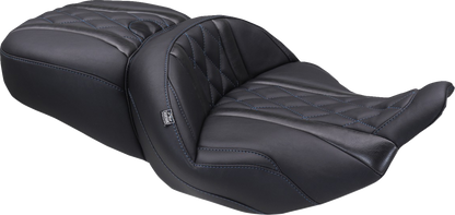 Mustang Deluxe Tour Blue Diamond Stitch Seat fits 2023-2026 Harley Touring FLHX