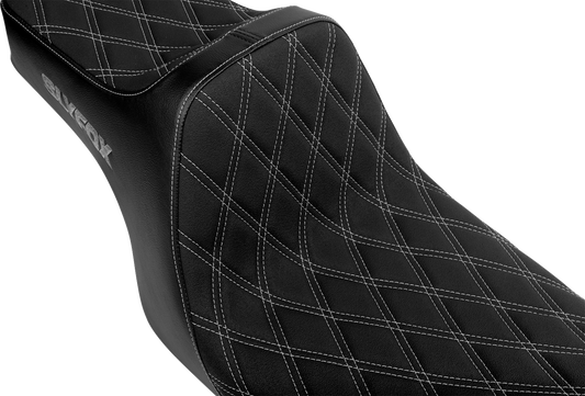 Slyfox High Noon Silver Diamond Stitch Seat fits 1997-2007 Harley Touring FLHT