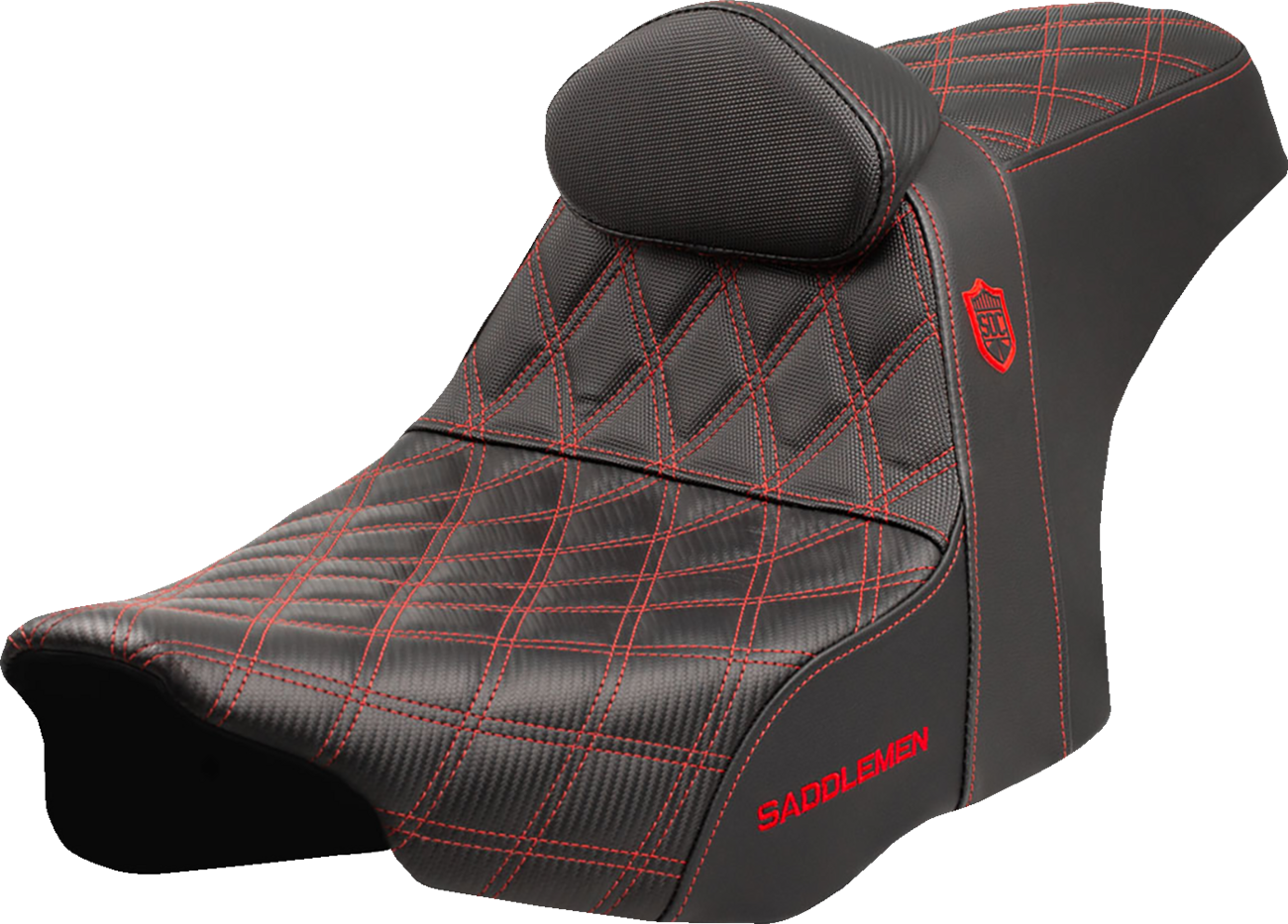 Saddlemen SDC Pro Series Red Lattice Seat & Backrest fits 2023-25 Harley Touring