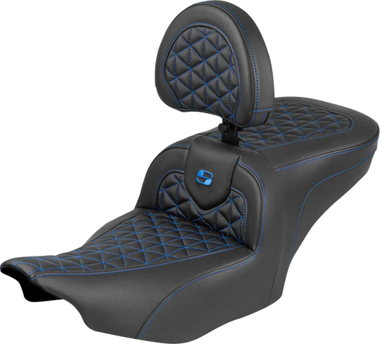Saddlemen Roadsofa Blue Tri Gripper Seat & Backrest for 2023-2025 Harley Touring