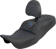 Saddlemen Roadsofa Blue Tri Gripper Seat & Backrest for 2008-2025 Harley Touring