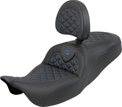 Saddlemen Roadsofa Blue Tri Gripper Seat & Backrest for 2008-2025 Harley Touring