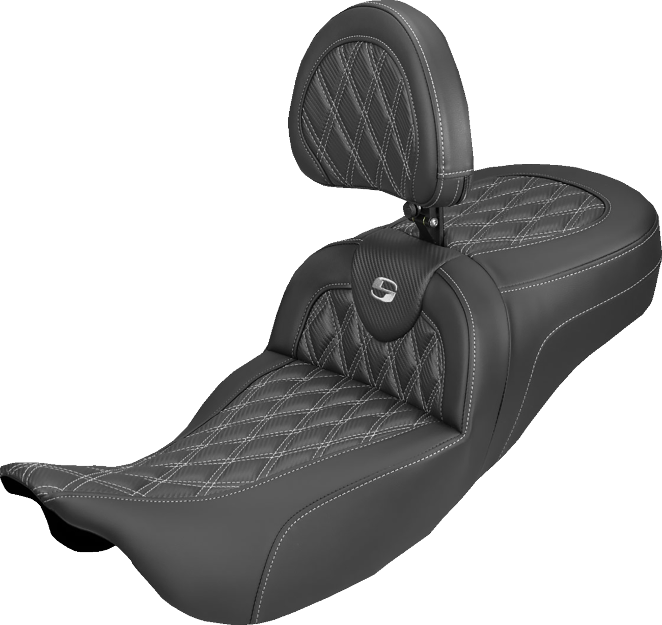 Saddlemen Roadsofa Silver Lattice Extended Seat & Backrest 08-25 Harley Touring