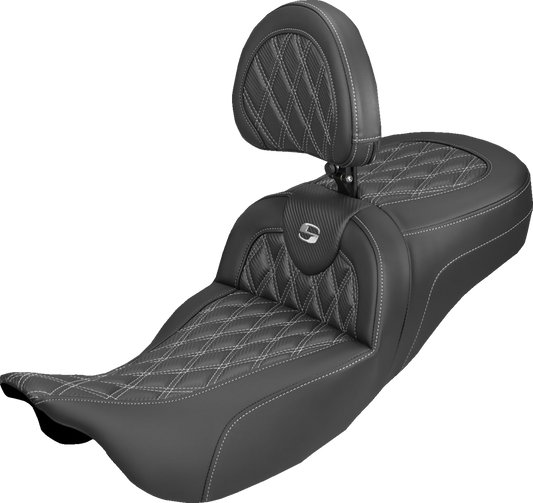 Saddlemen Roadsofa Silver Lattice Extended Seat & Backrest 08-25 Harley Touring