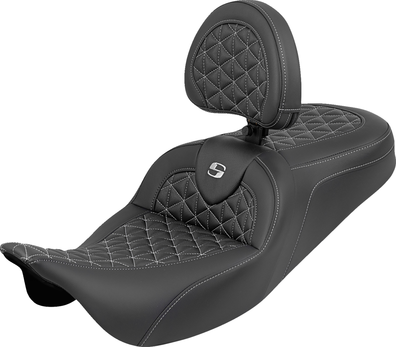 Saddlemen Roadsofa Silver Tri Gripper Seat & Backrest for 2008-24 Harley Touring