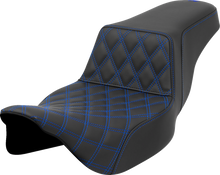 Saddlemen Step Up Blue Lattice Extended Gel Seat fits 2008-2025 Harley Touring