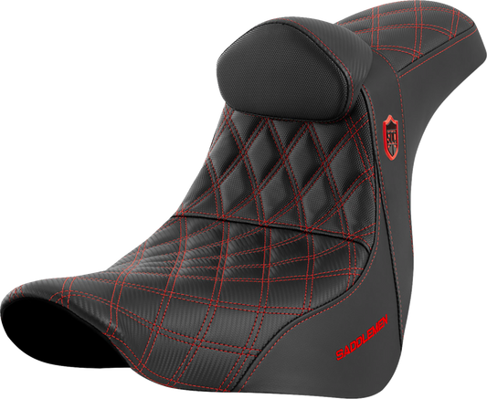 Saddlemen SDC Pro Series Red Lattice Seat & Backrest 2018-24 Harley Softail FXLR