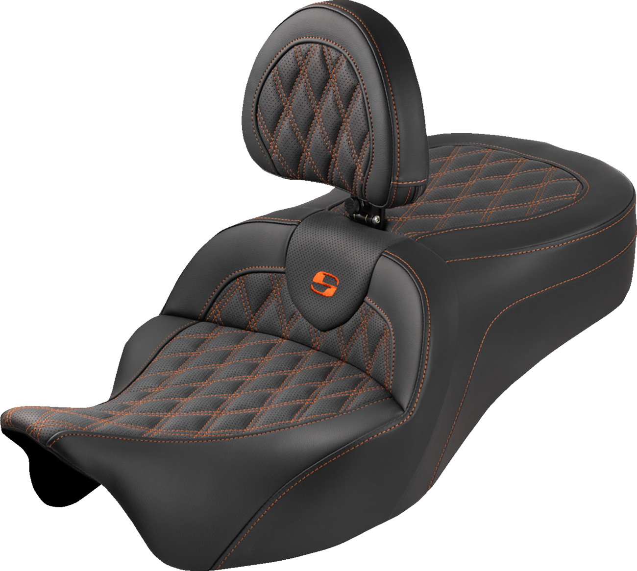 Saddlemen Roadsofa King Orange Lattice Seat & Backrest for 08-25 Harley Touring