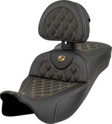 Saddlemen Roadsofa Gold Lattice Extended Seat & Backrest 2008-25 Harley Touring